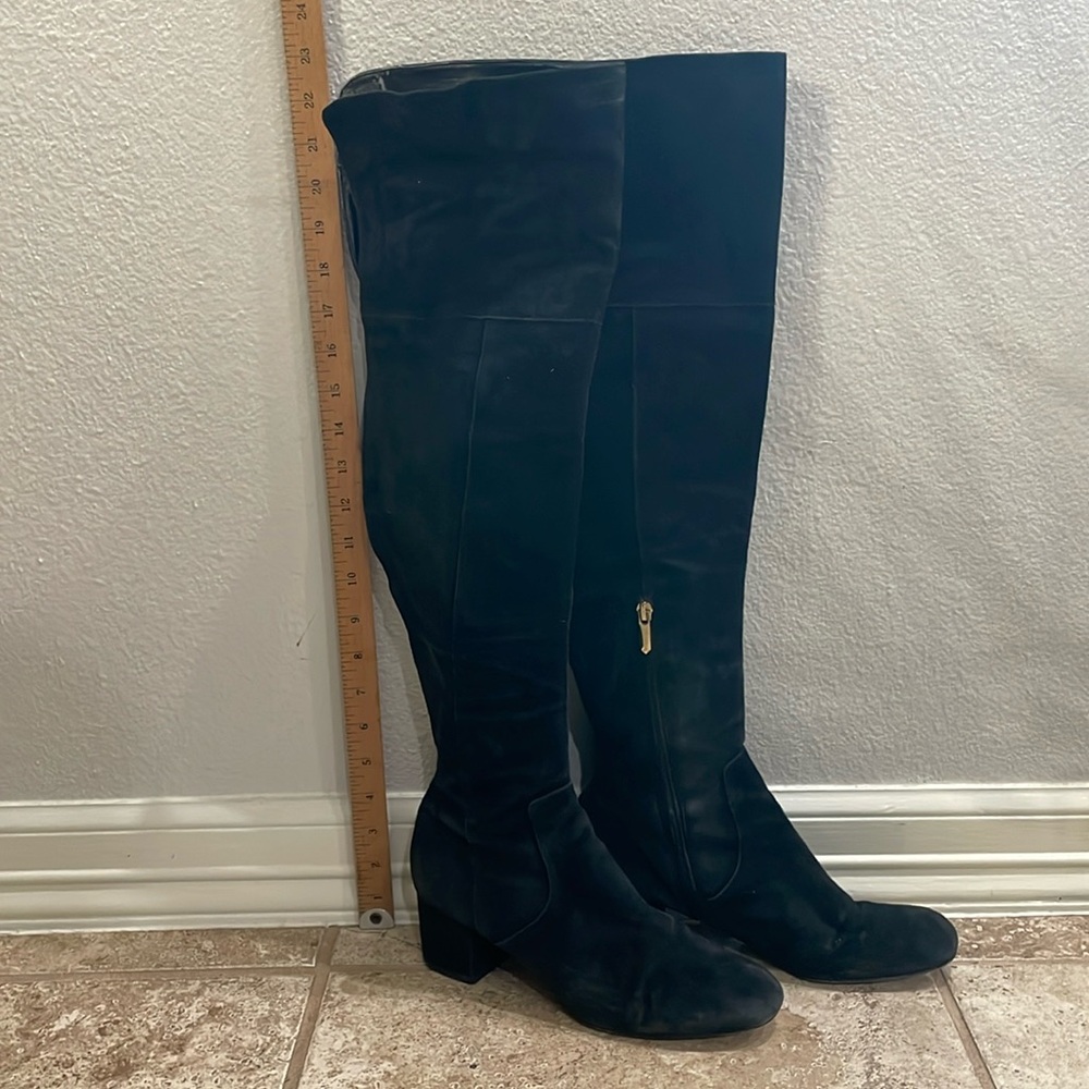 ELINA WOMENS SUEDE BLOCK HEEL OVER-THE-KNEE BOOTS